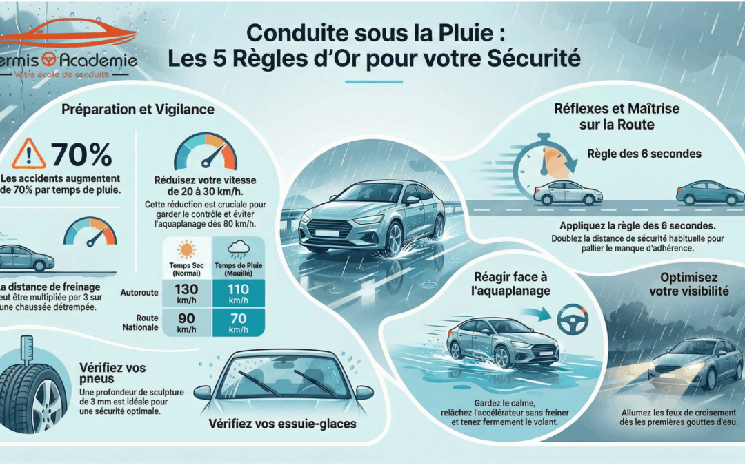 Conduite sous la pluie : 5 règles d’or pour rester en sécurité